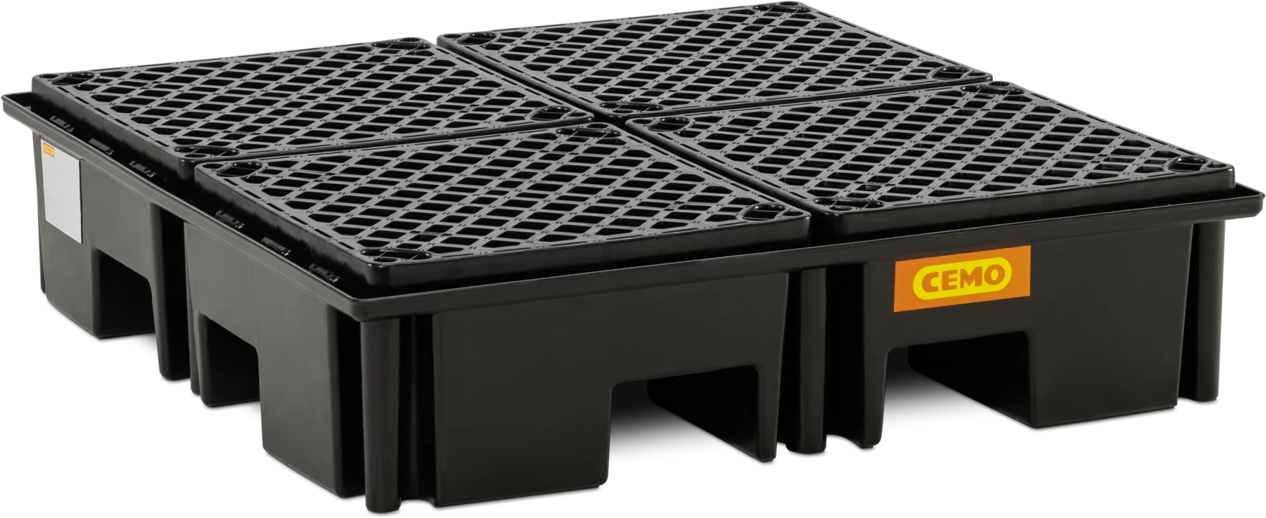 CEMO PE sump for pallets and drums, 220/4, black